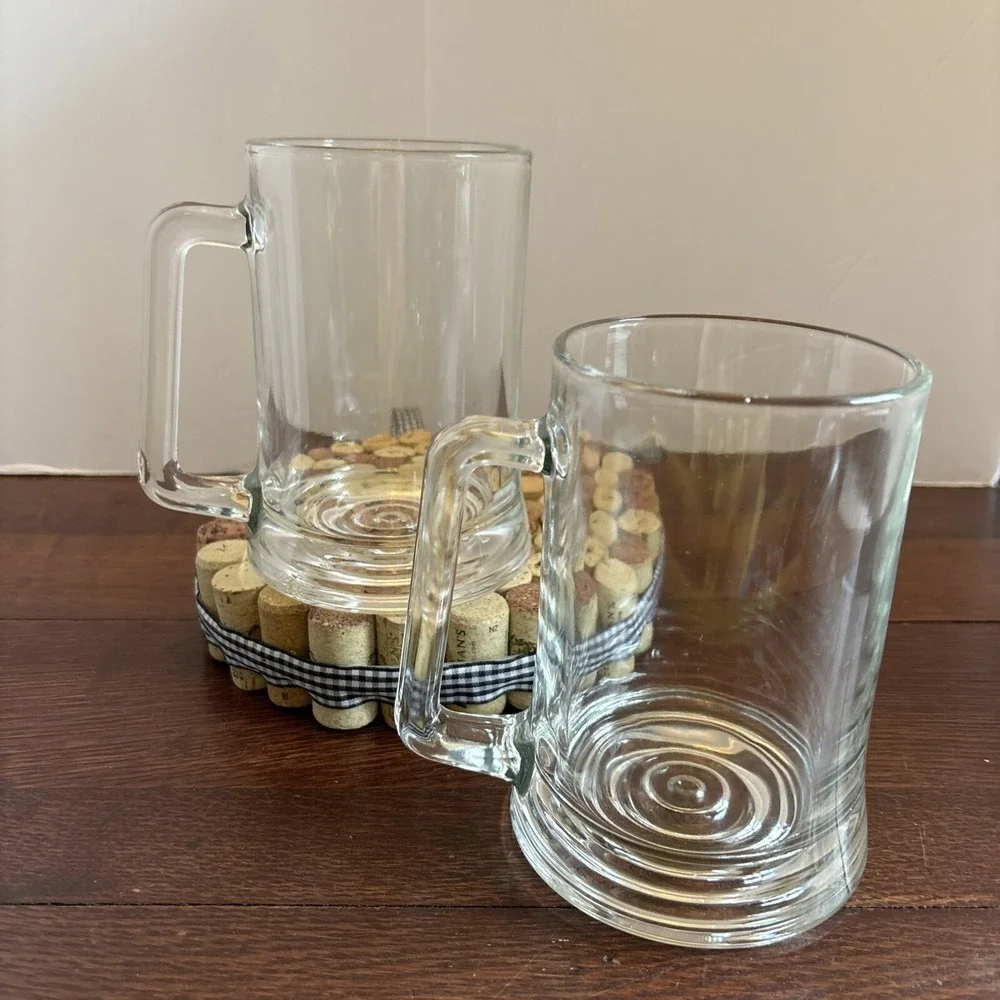 Beer Stein/Mugs Heavy Base Ringed Bottom Made in Italy - Set of 2